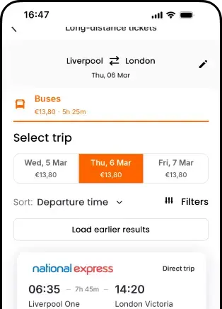 Intercity App View